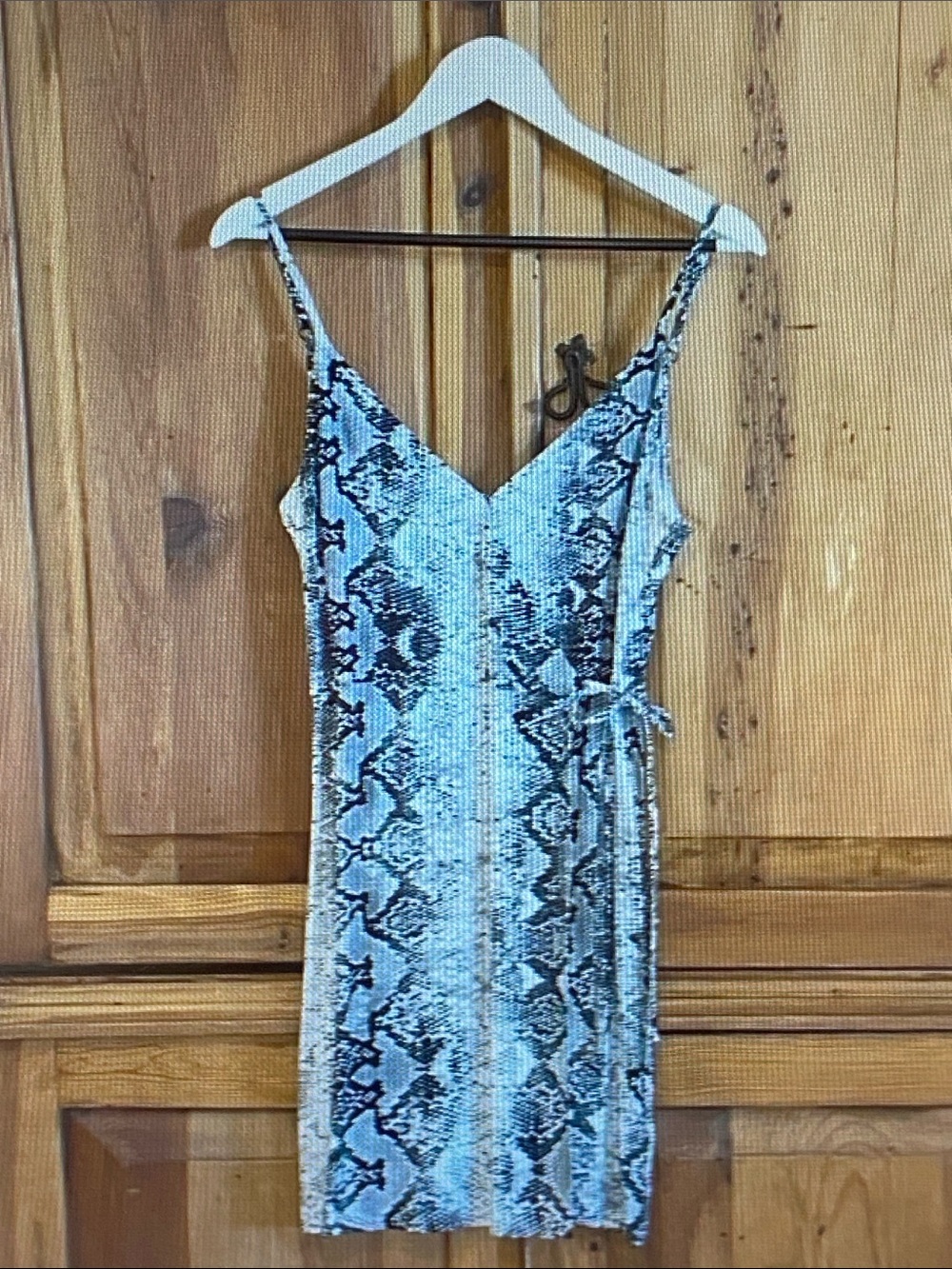 Sanctuary Blue & Black Snake-Print Slip Mini Dress